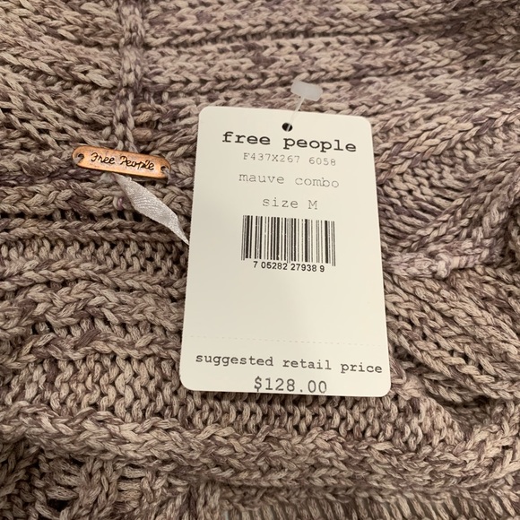 Free People Cable Knit Open Front Brown Cardigan M - Picture 9 of 10